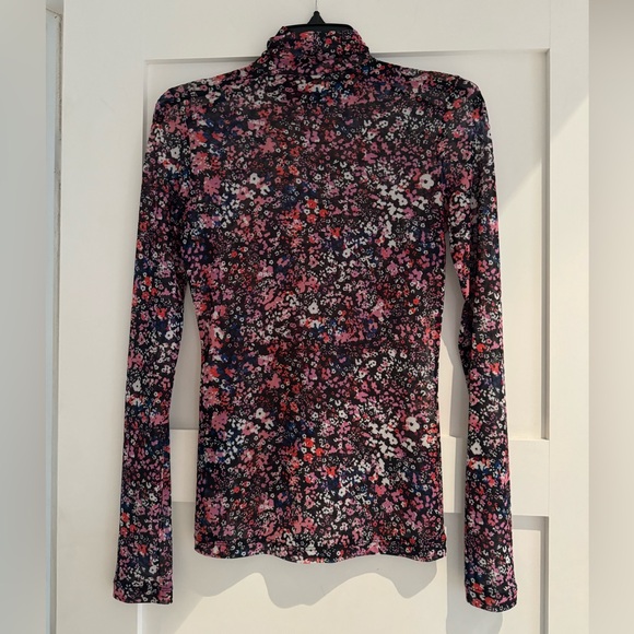 Maje Floral Print Mesh Long-sleeve Top Size Small/XS - Picture 3 of 7